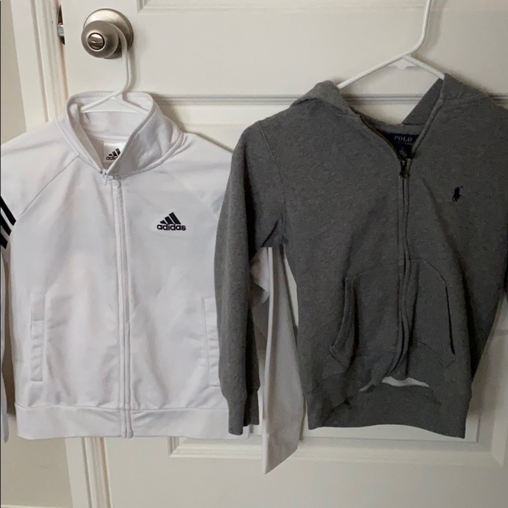 Boys size 8 polo and adidas jacket